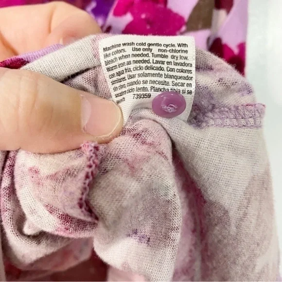 A.N.A. Purple Floral Short Sleeve Top with Ruffles - Picture 4 of 7